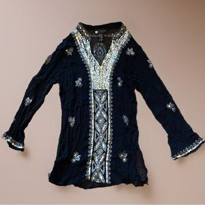 Beautiful pure silk long sleeve sheer blouse